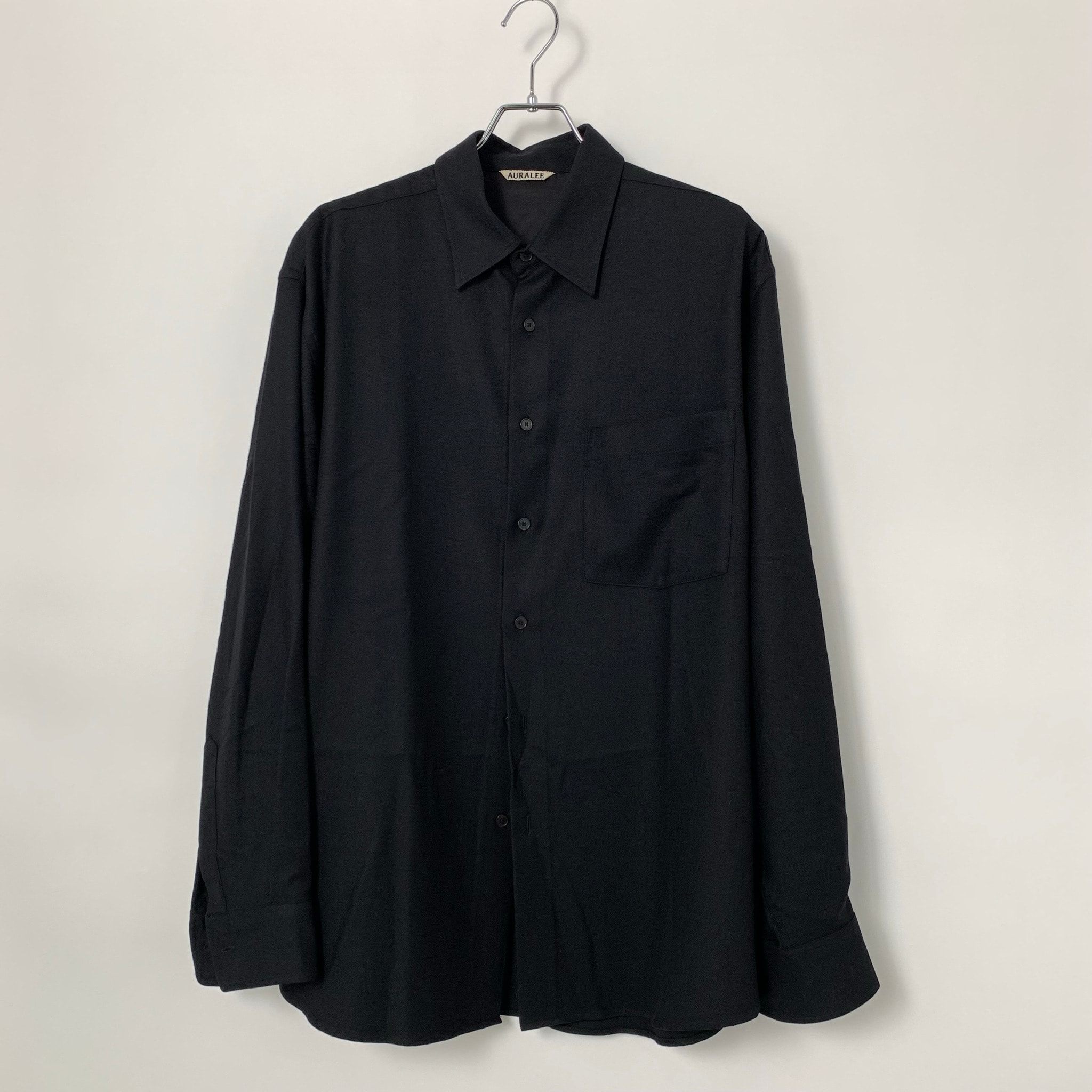 AURALEE Super Light Wool Shirt "Black"
