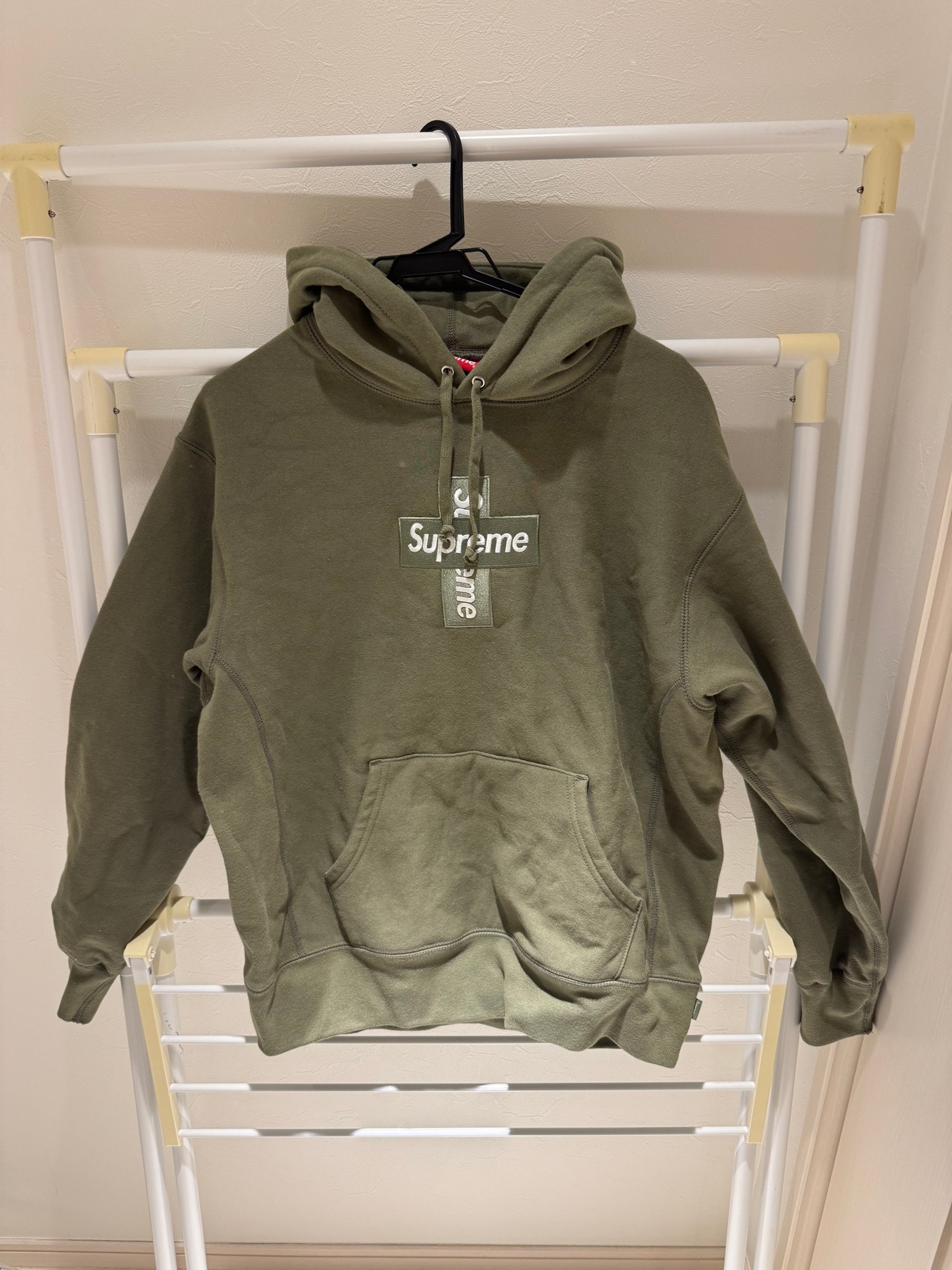 Supreme Cross Box Logo Hooded Sweatshirt "Light Olive"