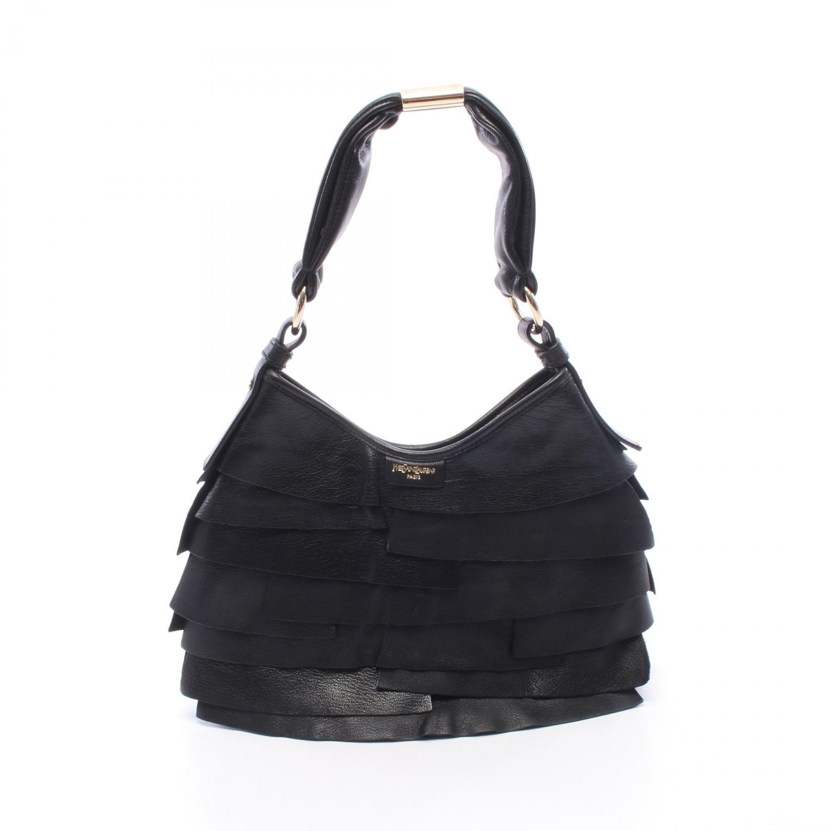 イヴ・サンローラン YVES SAINT LAURENT サントロペ ハンドバッグ バッグ レザー レディース ブラック系 122244 【中古】