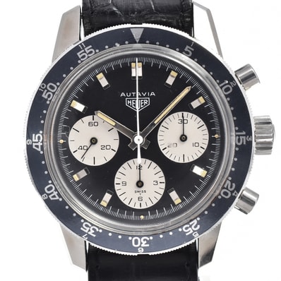 ホイヤー Heuer 2446C ヴィンテージ オータビア クロノグラフ ブラック 手巻き メンズ 良品 腕時計 Y#146346