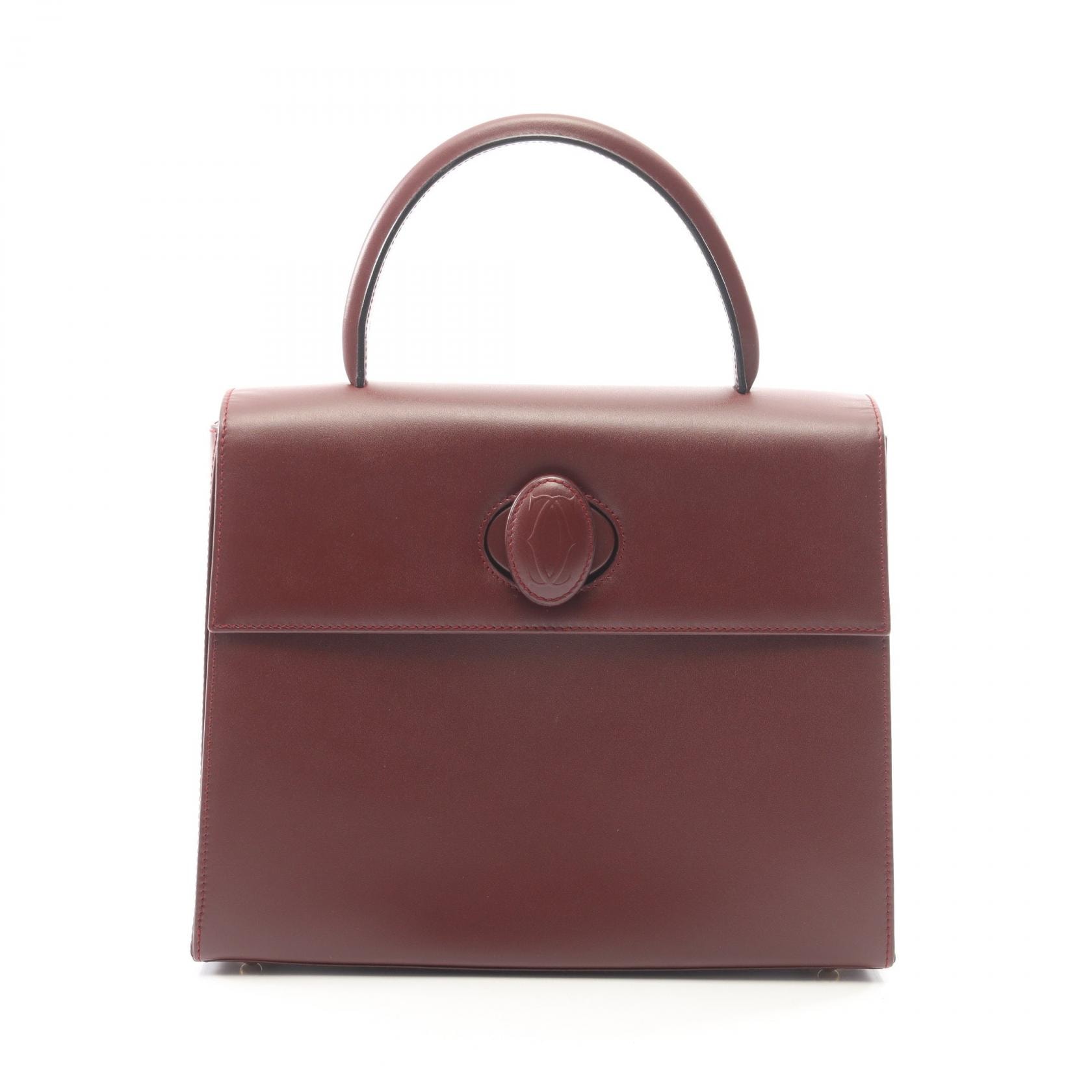 カルティエ CARTIER マストライン ハンドバッグ バッグ レザー レディース ボルドー系 【中古】