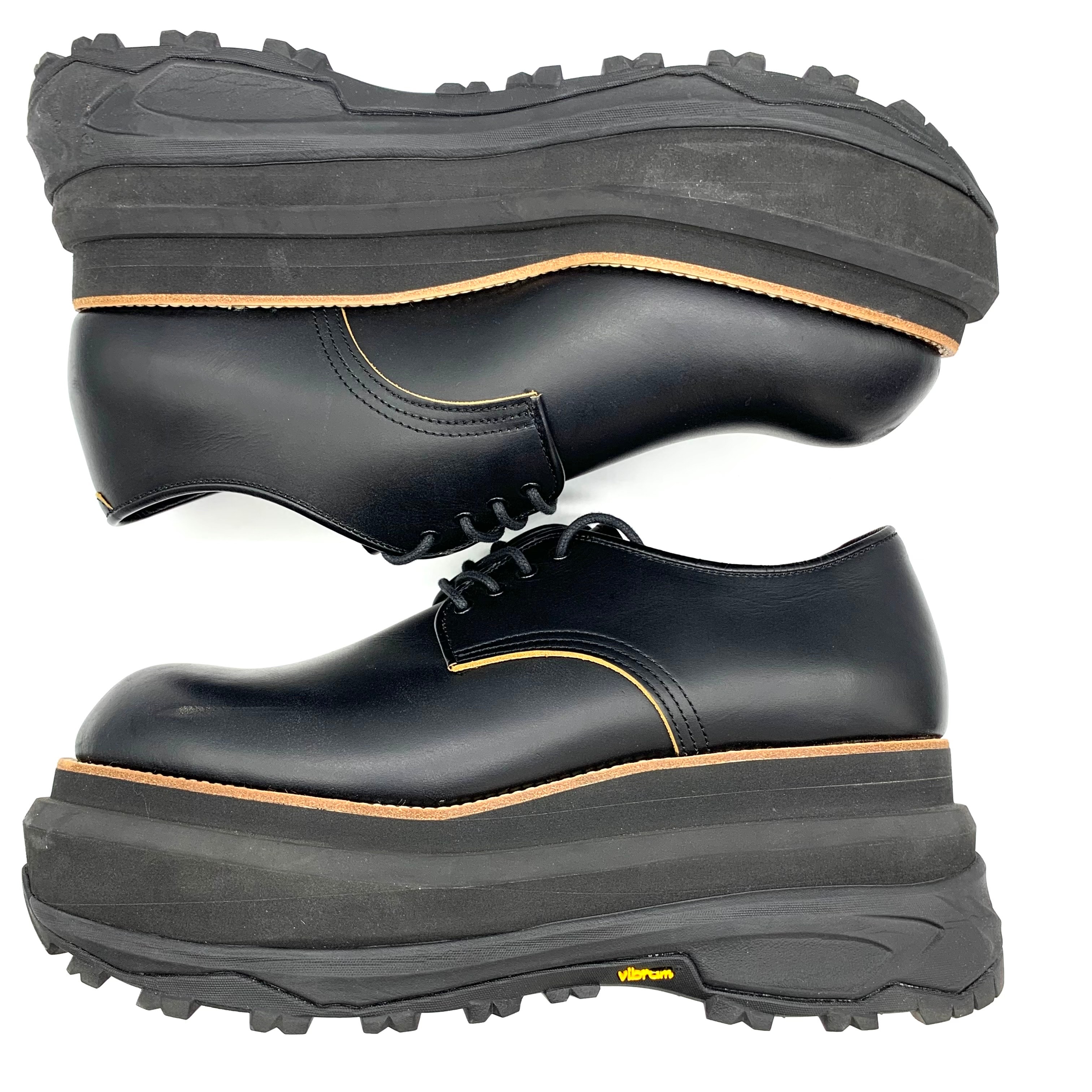 B (目立った傷や汚れなし)】sacai Leather Oxford Blackの古着・中古