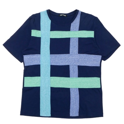 ■美品■ISSEY MIYAKE イッセイミヤケ 半袖Tシャツ サイズ4 クルーネック チェック 断ち切り加工 ブランド古着【中古】20260804/RB0454