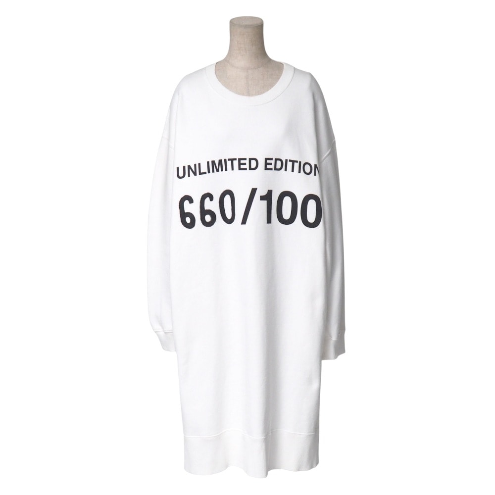 ■美品■mm6 maison margiela エムエムシックス メゾン マルジェラ UNLIMITED EDITION ワンピース サイズS スウェット クルーネック 長袖 裏起毛 ミディ丈 イタリア製 ブランド古着【中古】20250625/RA5260