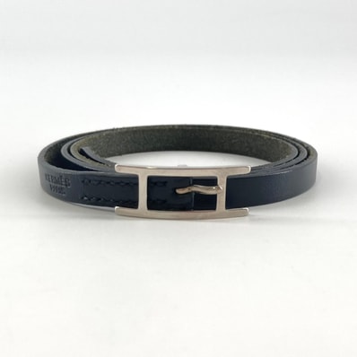HERMES(エルメス) アピシリーズ レザー M□ ブレスレット ブラック