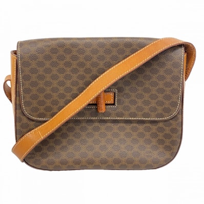 ★最終価格【6da0614】セリーヌ ショルダーバッグ マカダム PVC ブラウン ゴールド金具【中古】レディース