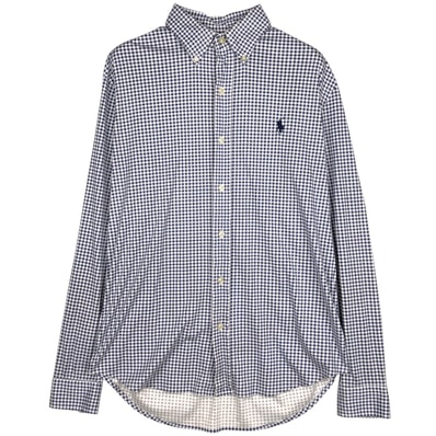 古着 ラルフローレン Ralph Lauren KNIT DRESS SHIRT ギンガムチェック 長袖 ボタンダウンチェックシャツ メンズS相当/eaa649268