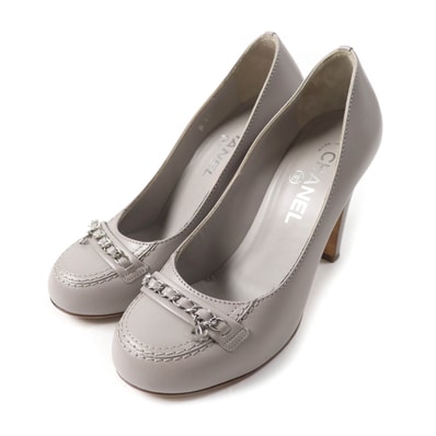 美品 シャネル パンプス グレー レディース 36.5 G31145