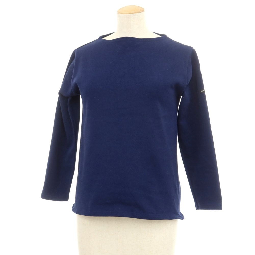 【中古】セントジェームス SAINT JAMES ウェッソン バスクシャツ 長袖Ｔシャツ ライトネイビー【サイズXXS】【レディース】