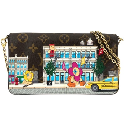 LOUIS VUITTON ルイ・ヴィトン ポシェット・フェリシー ヴィヴィエンヌ チェーンウォレット ショルダーバッグ M81762 モノグラム ブラウン イエロー レディース【中古】