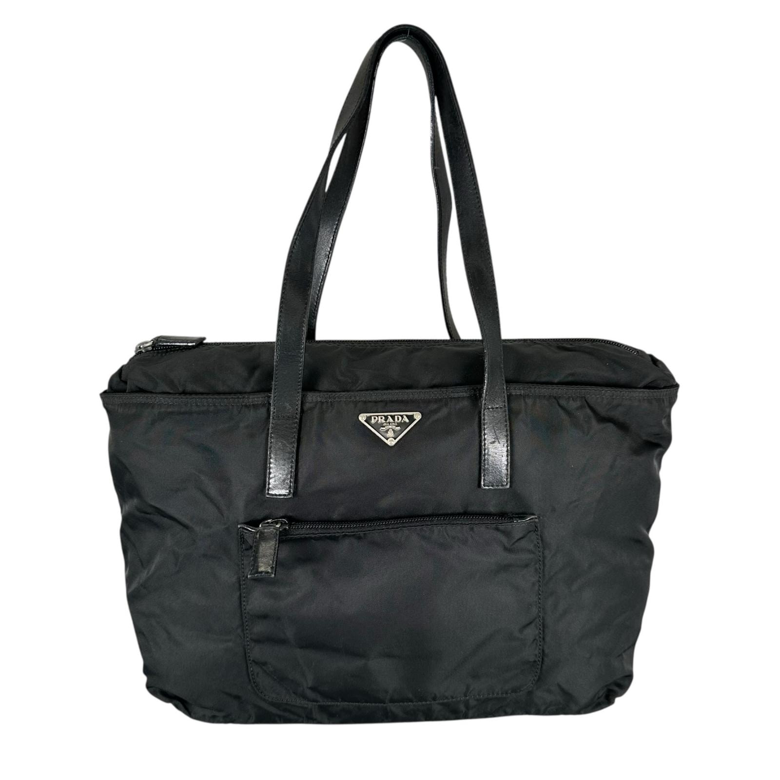 PRADA プラダ 三角ロゴ トートバッグ ナイロン ブラック レディース【中古】