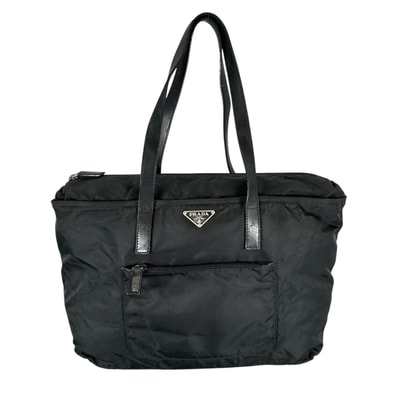 PRADA プラダ 三角ロゴ トートバッグ ナイロン ブラック レディース【中古】