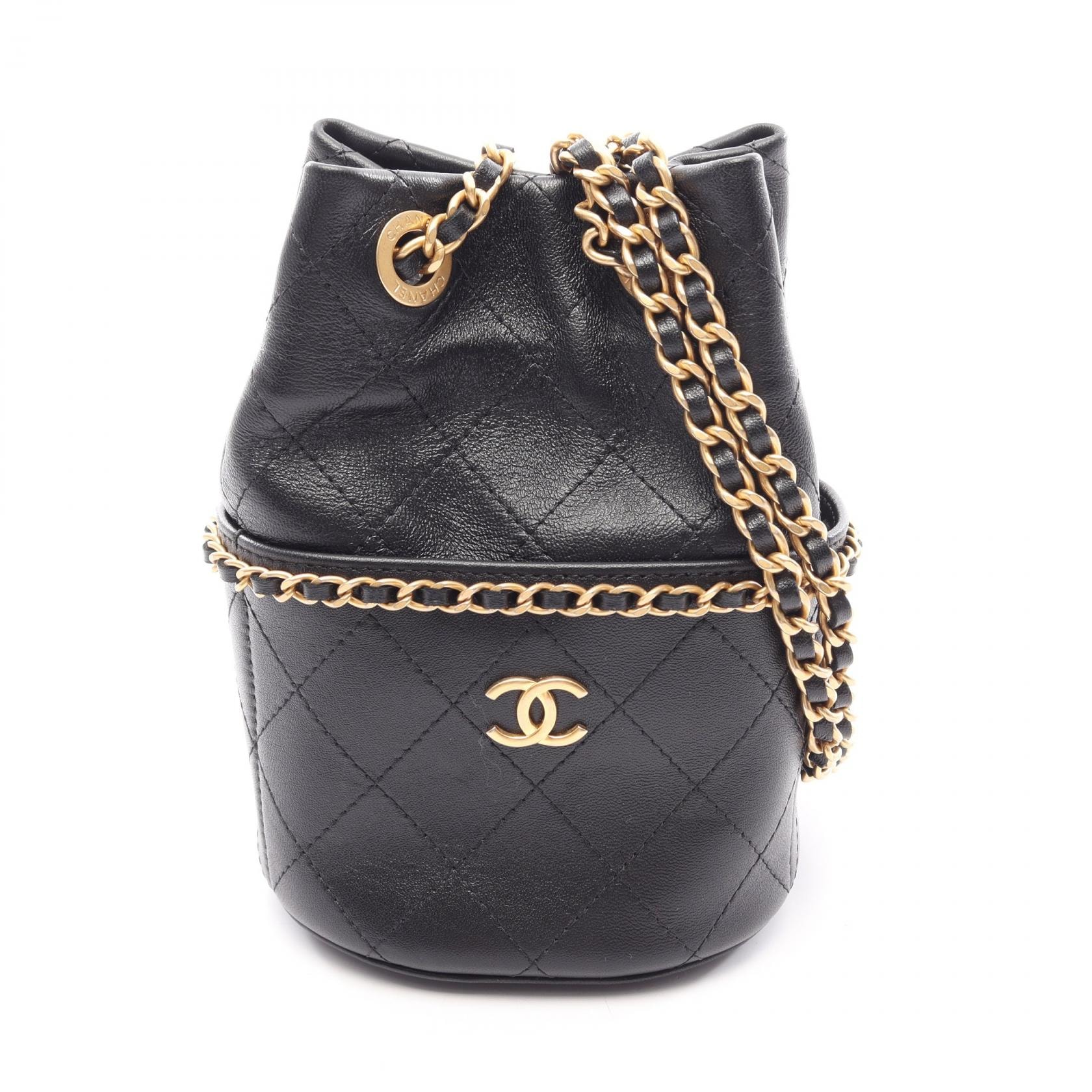 シャネル CHANEL マトラッセ ドローストリング バケットバッグ スモール ショルダーバッグ バッグ ラムスキン(羊革) レディース ブラック系 AP4354 【中古】