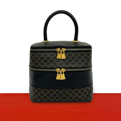 CELINE セリーヌ マカダム ブラゾン トリオンフ 柄 レザー PVC ハンドバッグ ブラック
38281