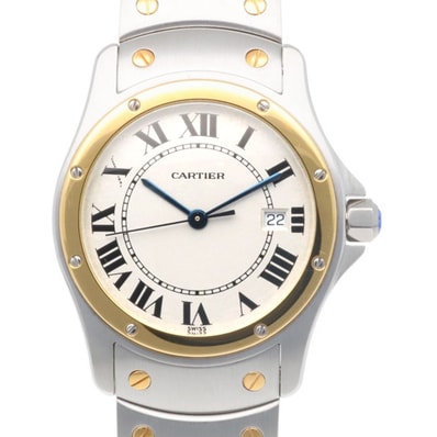 カルティエ サントスロンド 腕時計 時計 ステンレススチール 1551 クオーツ ユニセックス 1年保証 CARTIER 中古