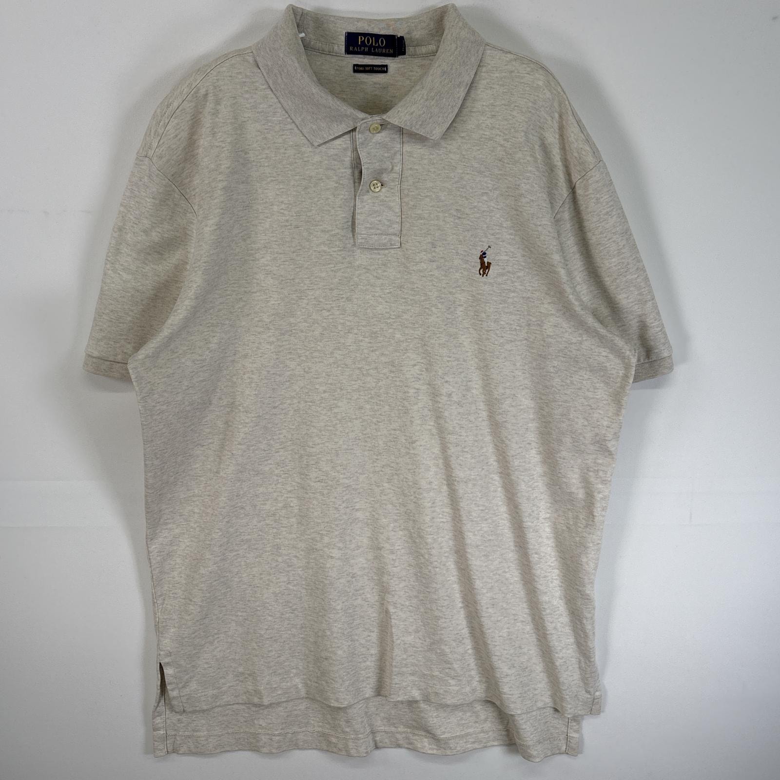 古着 ポロ・ラルフローレン POLO RALPH LAUREN 半袖 ポロシャツ ロゴ 刺繍 2ボタン L  ホワイト 無地 メンズ