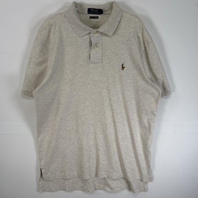 古着 ポロ・ラルフローレン POLO RALPH LAUREN 半袖 ポロシャツ ロゴ 刺繍 2ボタン L ホワイト 無地 メンズ