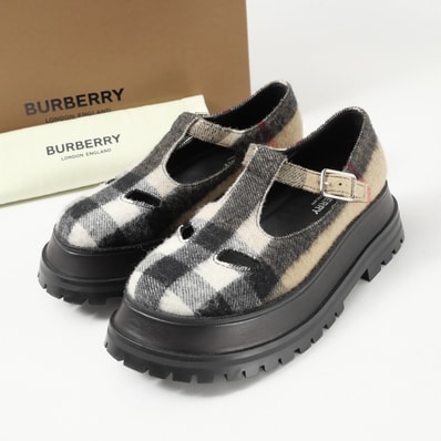 BURBERRY バーバリー MARY JANE WITH CHECK ローファー サイズ36 チェック 厚底 プラットフォーム ストラップ イタリア製 ブランド古着【中古】20260430/RA9161