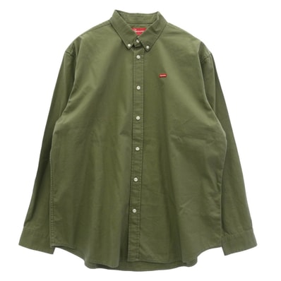Supreme シュプリーム 長袖シャツ Small Box Shirt スモール ボックスロゴ シャツ olive オリーブ カーキ系 L【美品】【中古】