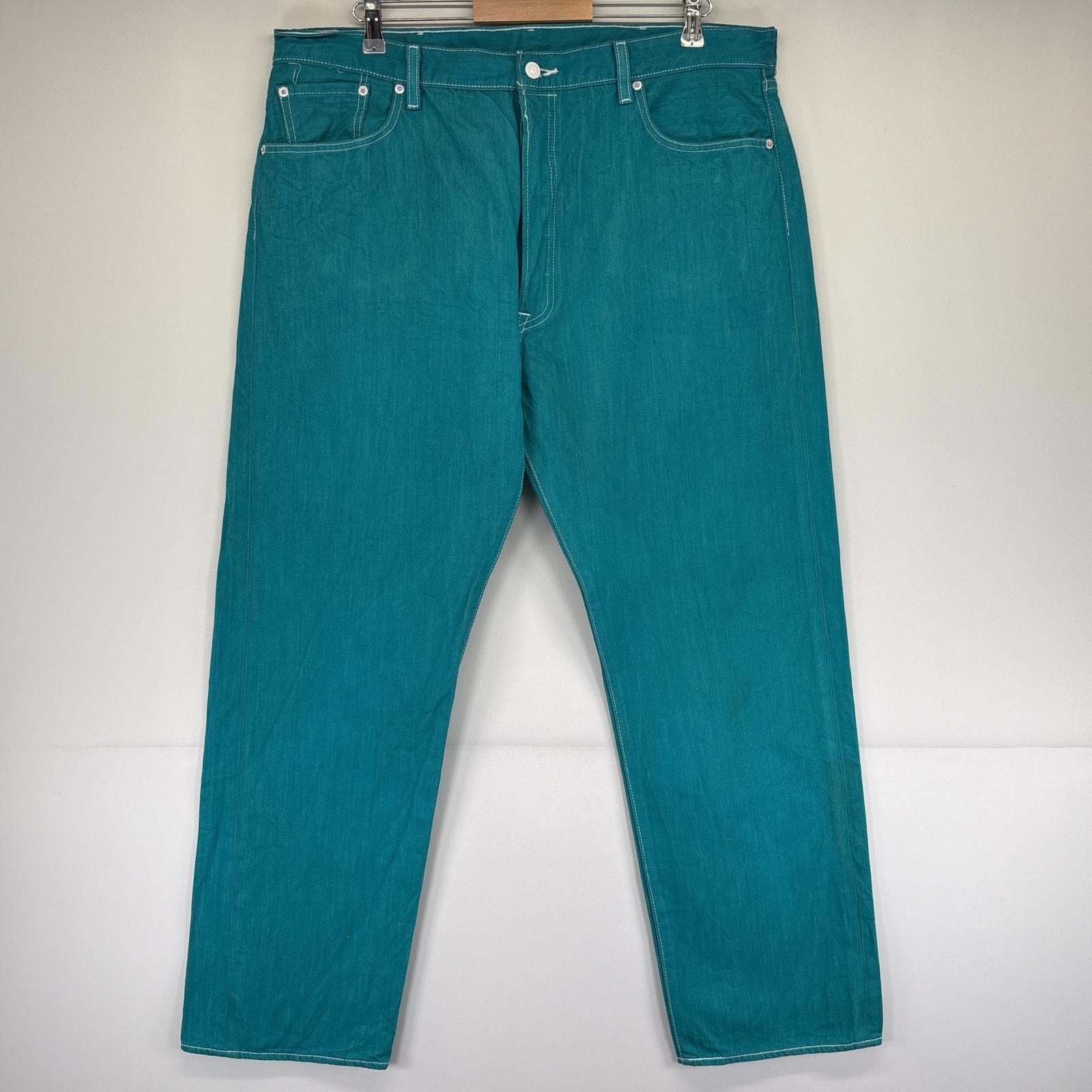 古着 リーバイス Levi's デニムパンツ カラーデニム 501 5ポケット ストレート ボタンフライ w42 L32 ブルー系 メンズ