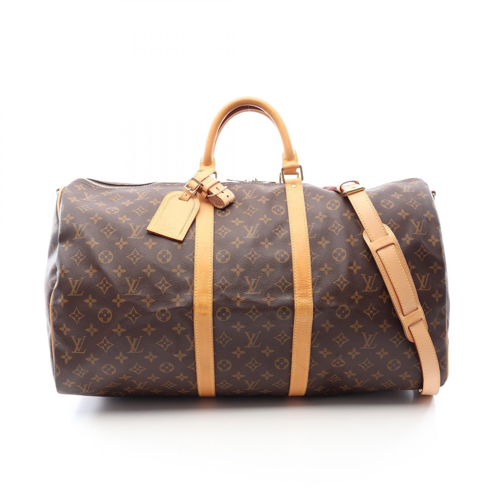 ルイ・ヴィトン LOUIS VUITTON キーポル バンドリエール55 2WAY ボストンバッグ バッグ PVCコーティングキャンバス レザー モノグラム メンズ レディース ブラウン系 M41414 【中古】