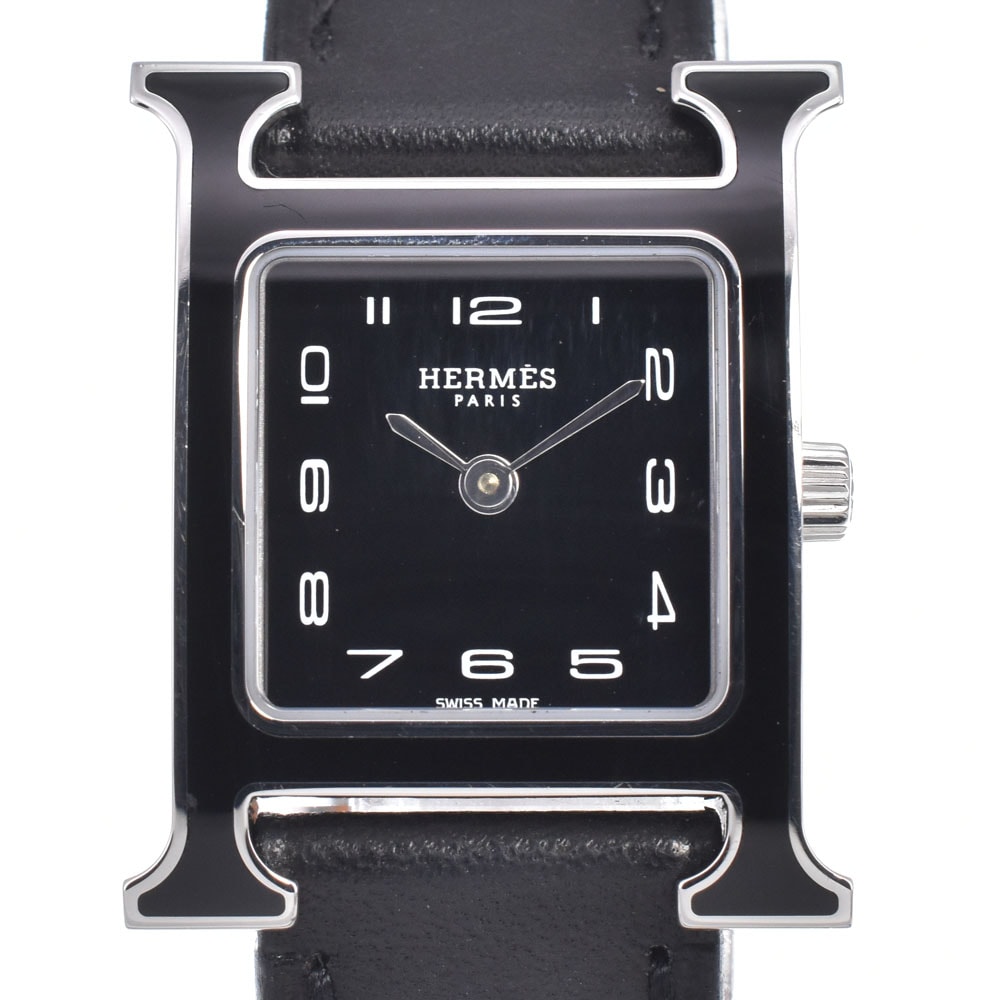 エルメス HERMES HH1.221 Hウォッチ ブラック クォーツ レディース 美品 腕時計 C#149696