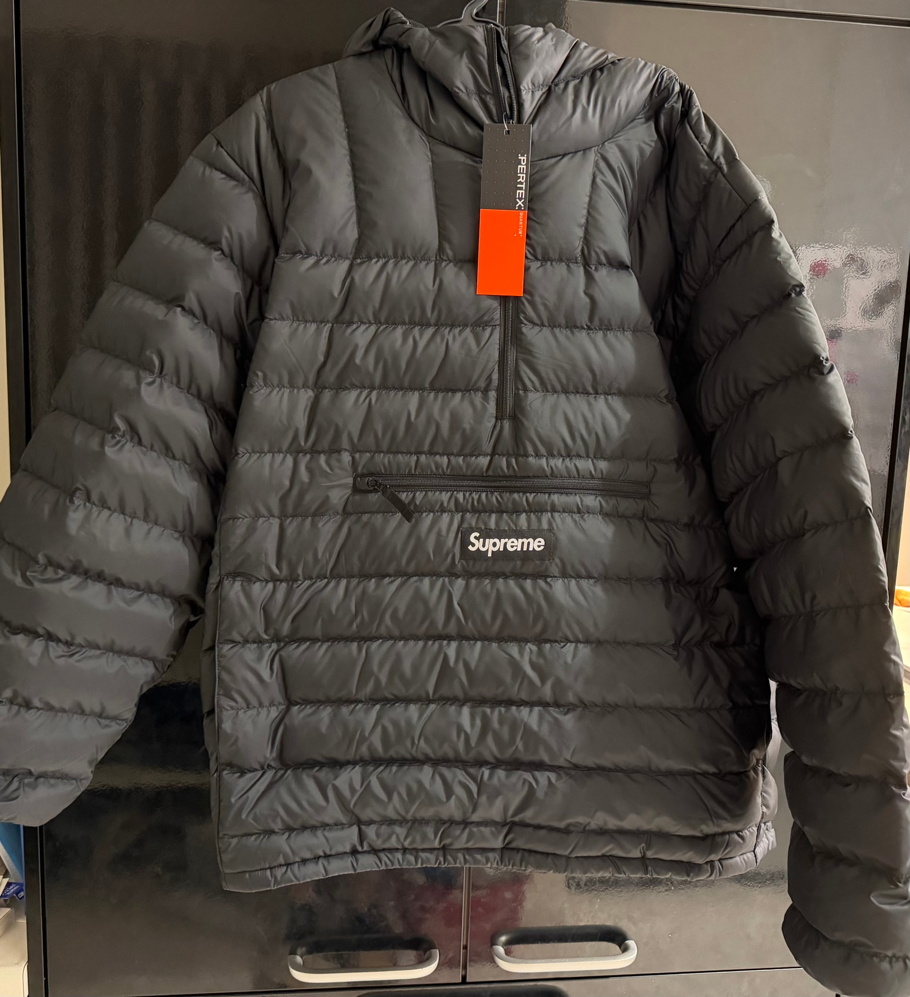 Supreme Micro Down Half Zip Hooded Pullover "Black"