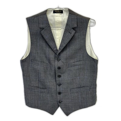 ダブルアールエル 782831186001 イタリア製 グレー ウール100 グレンチェック ジレ/ベスト 36S