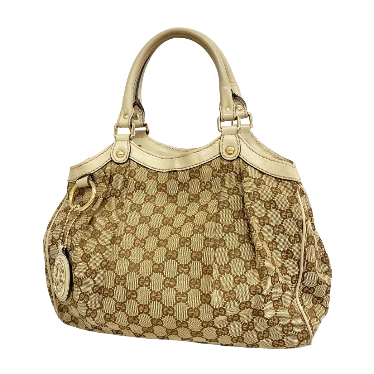 【6da0652】グッチ ハンドバッグ GGキャンバス 211944 キャンバス ブラウン シャンパンゴールド金具【中古】レディース