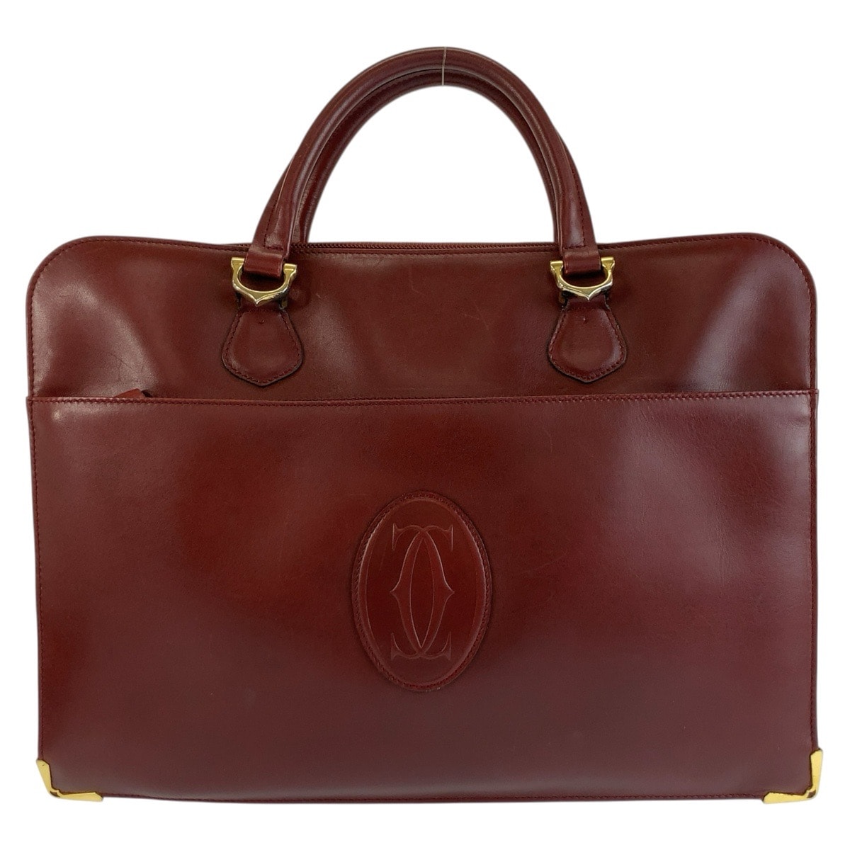 CARTIER カルティエ マストライン ワインレッド ボルドー ゴールド金具 レザー ビジネスバッグ ブリーフケース 604648 【中古】