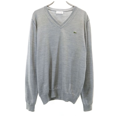LACOSTE ラコステ 日本製 長袖 Vネック セーター 4 グレー ニット