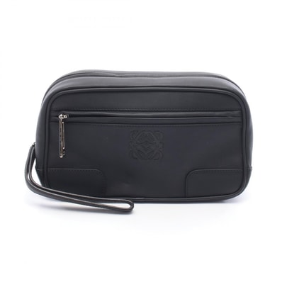 ロエベ LOEWE アナグラム セカンドバッグ クラッチバッグ バッグ レザー メンズ レディース ブラック系 【中古】