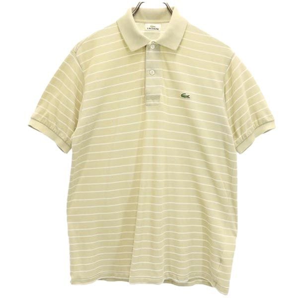LACOSTE ラコステ ボーダー柄 半袖 ポロシャツ 3 ベージュ