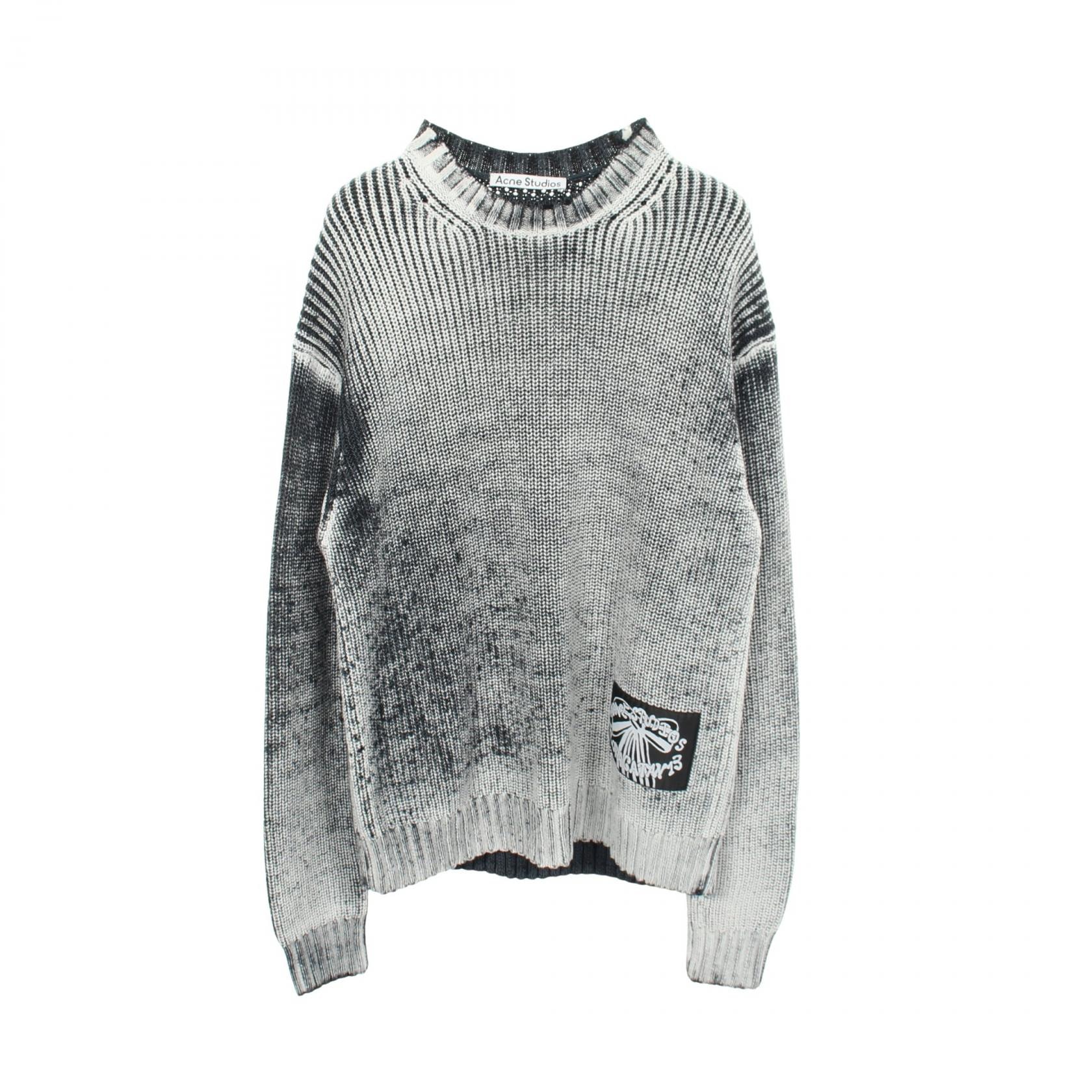 アクネストゥディオズ ACNE STUDIOS ロゴパッチ クルーネック ニット 衣料品 トップス コットン メンズ グレー系 / ネイビー系 【中古】