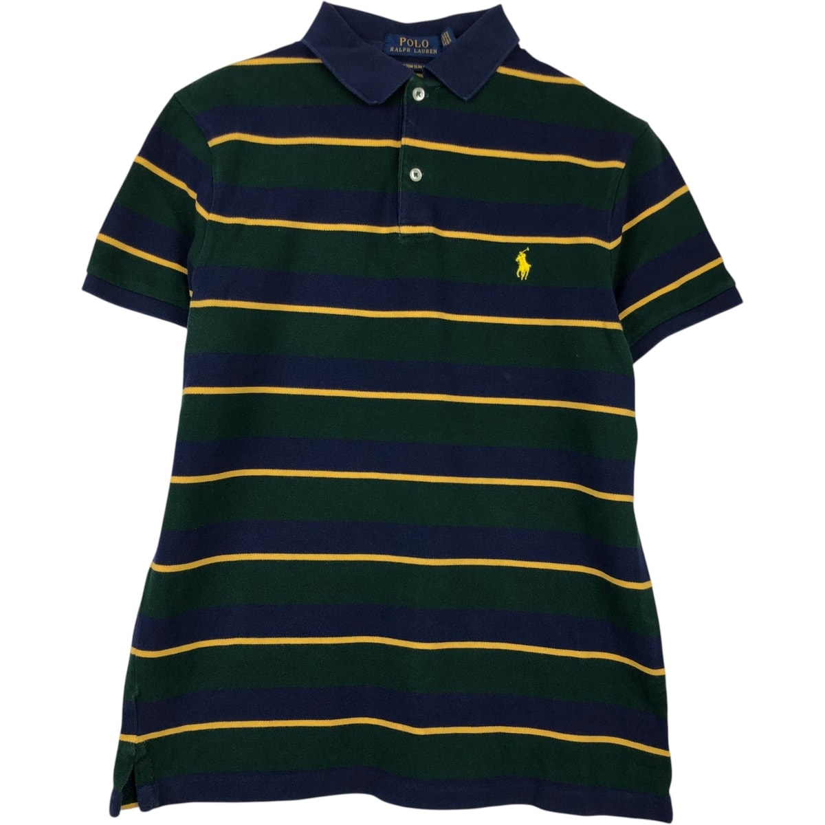 古着 ラルフローレン Ralph Lauren POLO RALPH LAUREN CUSTOM SLIM FIT マルチボーダー 半袖 ボーダー ポロシャツ メンズM相当/eaa623761