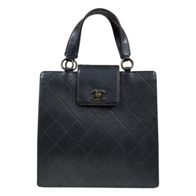 シャネル マトラッセ ココマーク ハンドバッグ レザー ブラック レディース CHANEL 中古