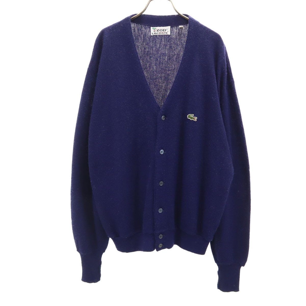 LACOSTE ラコステ 70s USA製 ヴィンテージ 糸巻き ニットカーディガン XXL ブルー
