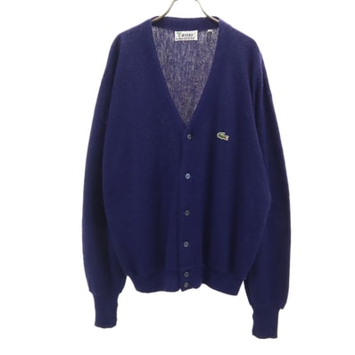 LACOSTE ラコステ 70s USA製 ヴィンテージ 糸巻き ニットカーディガン XXL ブルー