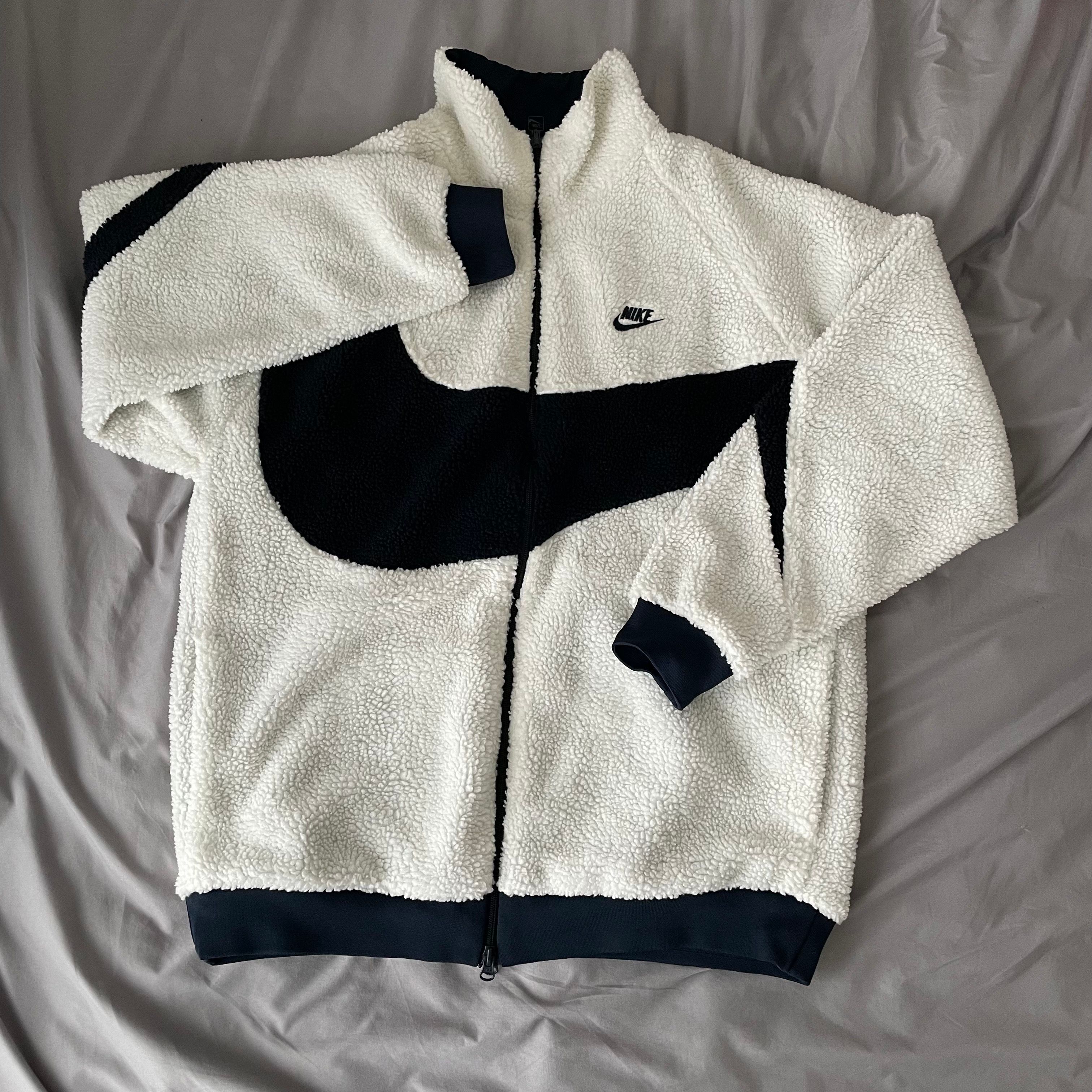 Nike Big Swoosh Reversible Boa Jacket "Sail/Dark Obsidian"