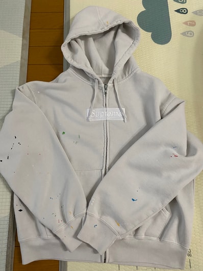 Supreme x MM6 Maison Margiela Box Logo Zip Up Hooded Sweatshirt "White"