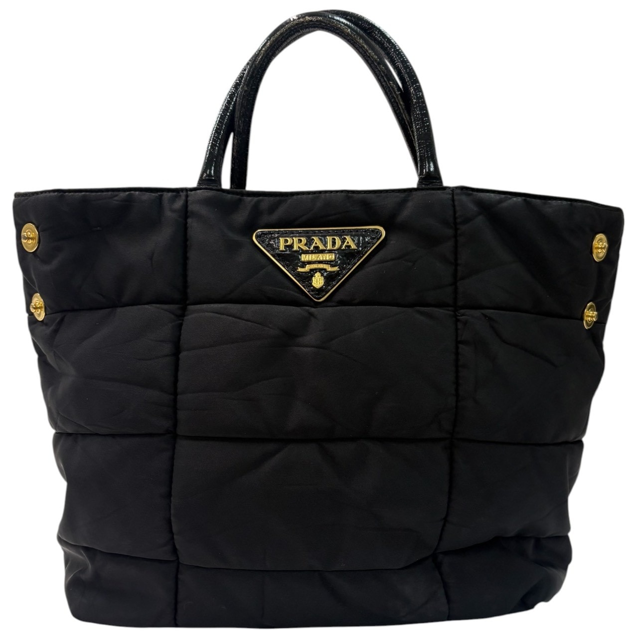 美品 PRADA プラダ テスート 三角ロゴ ブラック ゴールド金具 ナイロン ハンドバッグ S1-00085 【中古】