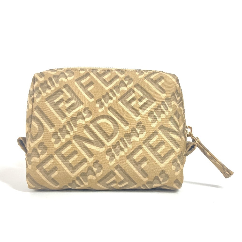 フェンディ FENDI ロゴ 8N0179 SKIMS スキムズ コラボ マルチポーチ 化粧ポーチ ポーチ ナイロン ベージュ 美品