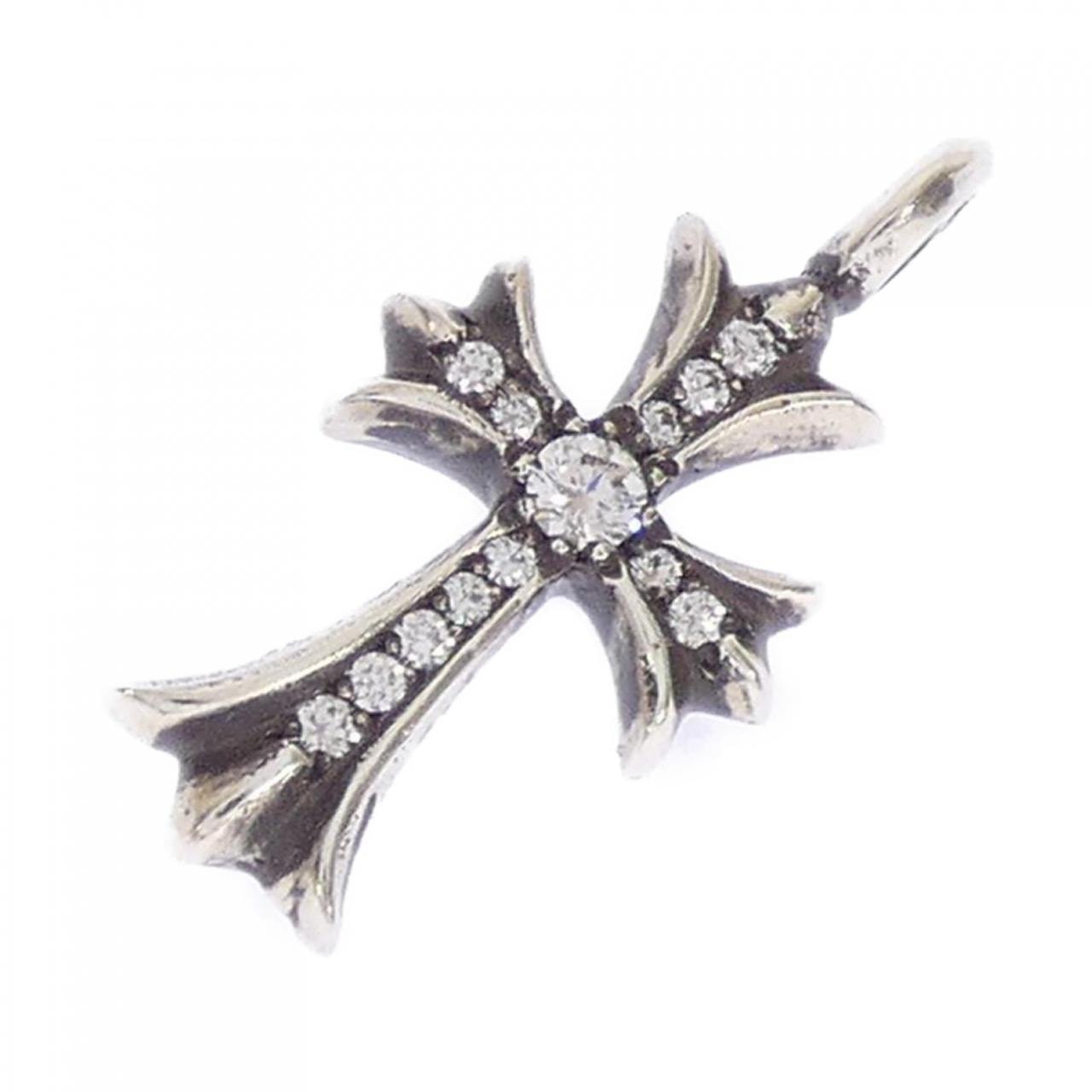 Chrome Hearts Tiny Fat Cross Pave Diamond Charm "Silver"