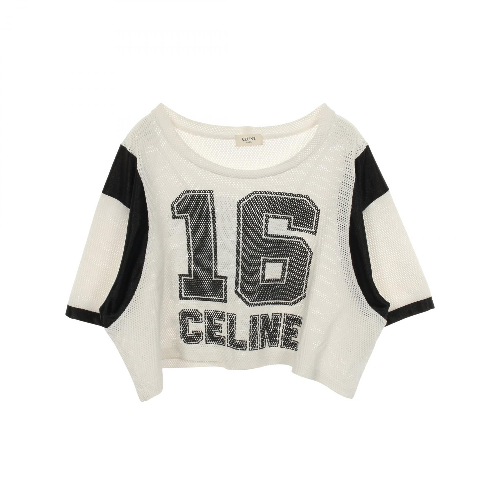 セリーヌ CELINE 半袖Tシャツ 衣料品 トップス コットン レディース ホワイト系 / ブラック系 【中古】