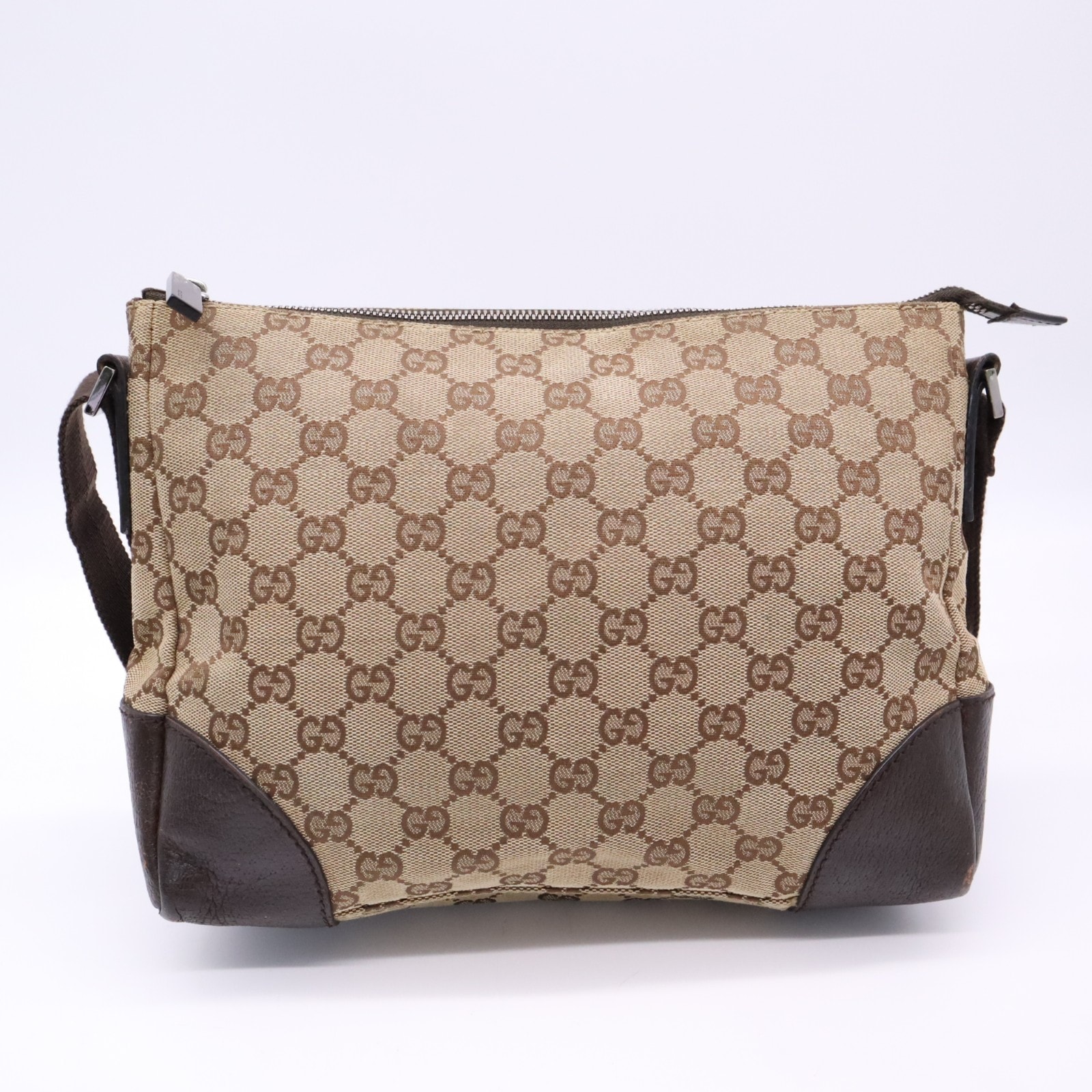 GUCCI グッチ GGキャンバス ショルダーバッグ 114273 ショルダーバッグ ベージュ ブラウン キャンバス レザー レディース