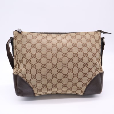 GUCCI グッチ GGキャンバス ショルダーバッグ 114273 ショルダーバッグ ベージュ ブラウン キャンバス レザー レディース