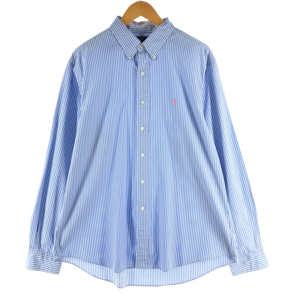 古着 ラルフローレン Ralph Lauren POLO by Ralph Lauren CUSTOM FIT 長袖 ボタンダウンストライプシャツ メンズXL相当/eaa528175