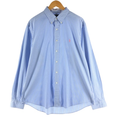 古着 ラルフローレン Ralph Lauren POLO by Ralph Lauren CUSTOM FIT 長袖 ボタンダウンストライプシャツ メンズXL相当/eaa528175