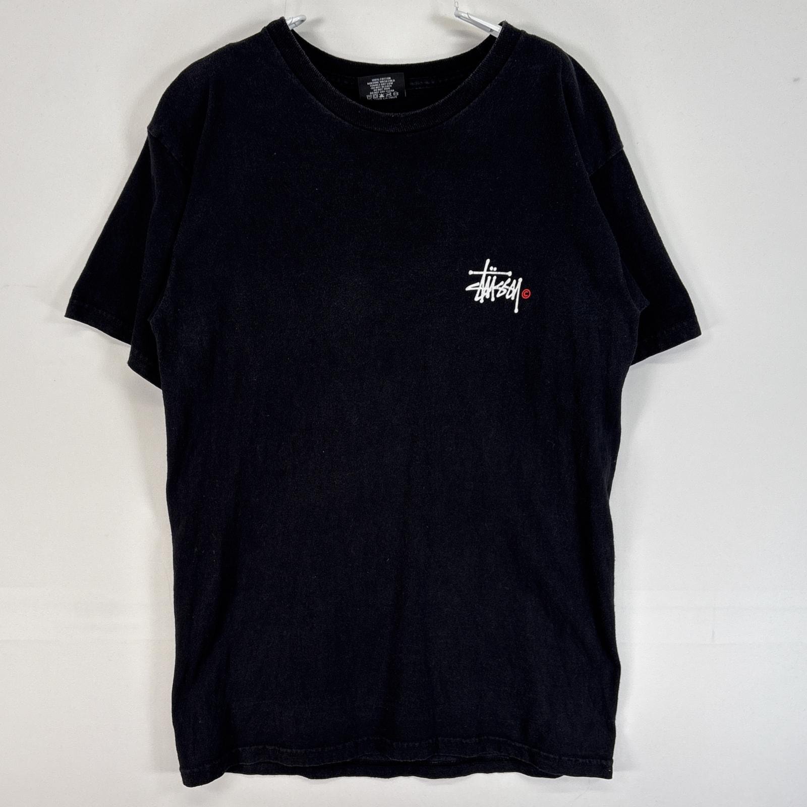 古着 ステューシー STUSSY 半袖Tシャツ 両面 プリント ストリート クルーネック S ブラック メンズ