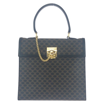 美品 CELINE セリーヌ マカダム ブラウン ゴールド金具 PVC ハンドバッグ 501403 【中古】